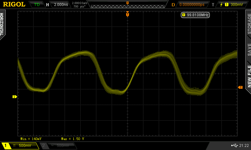 Oscilloscope display of a corrected waveform.